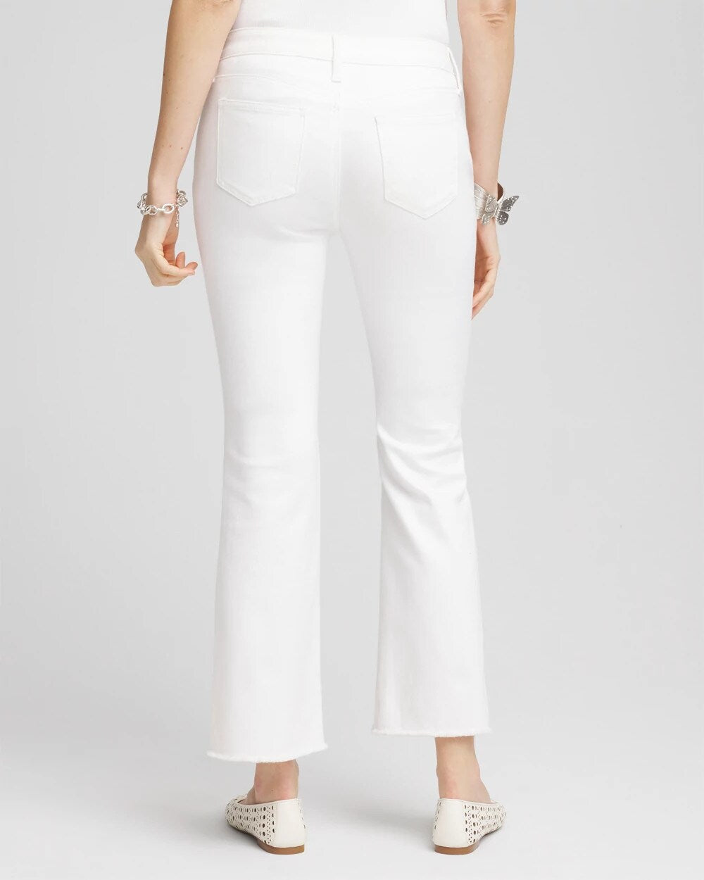 Chico's - Petite No Stain Girlfriend Fray Hem Kick Flare Jeans