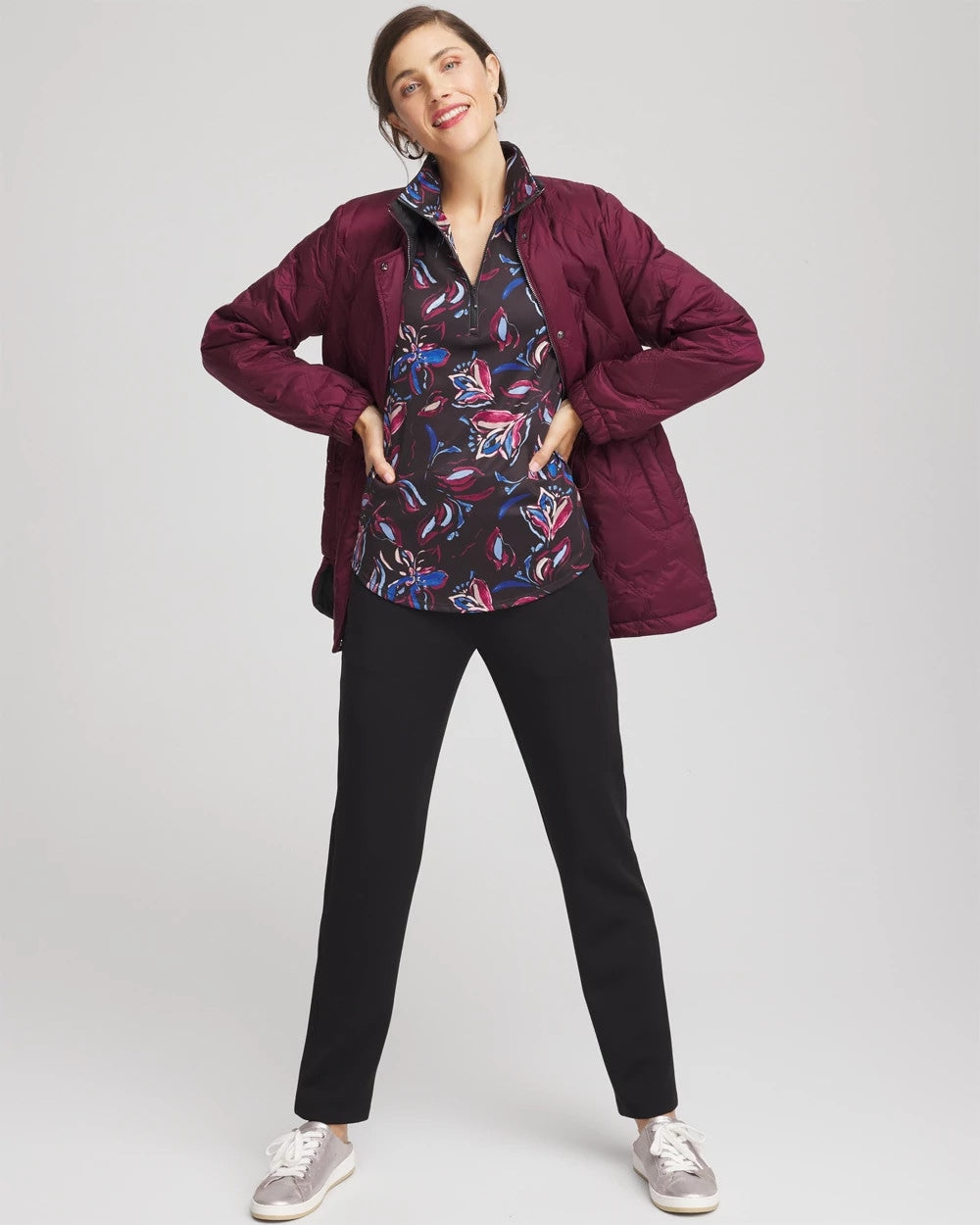Chico's - Zenergy® UPF Floral Half-Zip Pullover Top