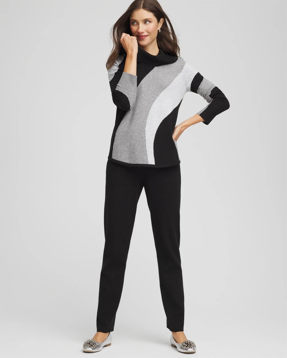 Chico's - Zenergy® Luxe Intarsia Cowlneck Top