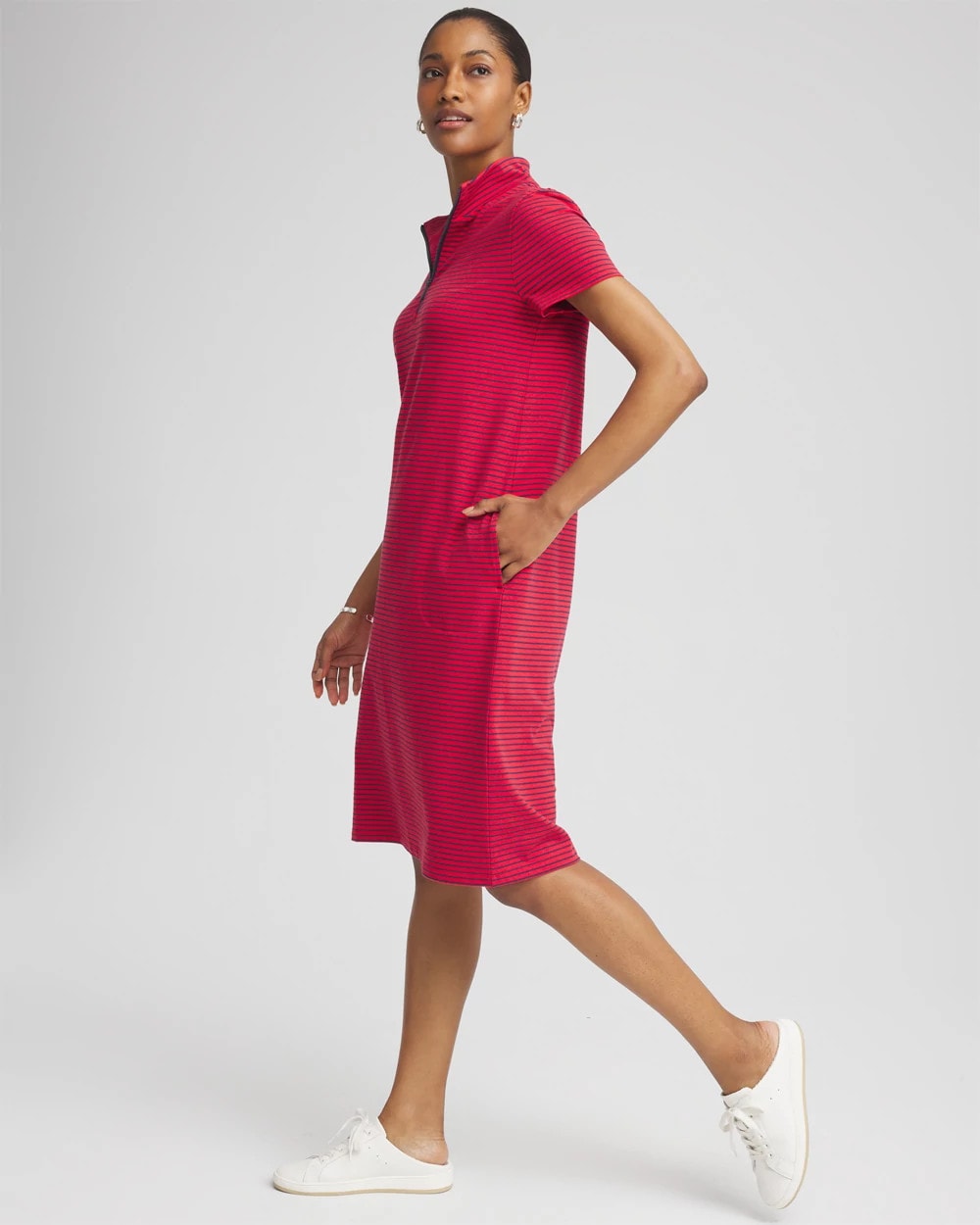 Chico's - Zenergy® UPF Knit Stripe Half-Zip Dress