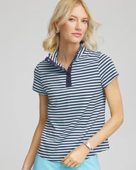 Chico's - Zenergy® Striped UPF Mockneck Short-Sleeve Top