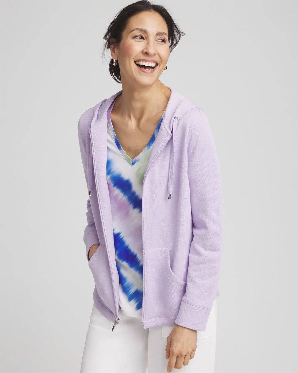 Chico's - Zenergy® Beach Slub Zip-Front Hoodie