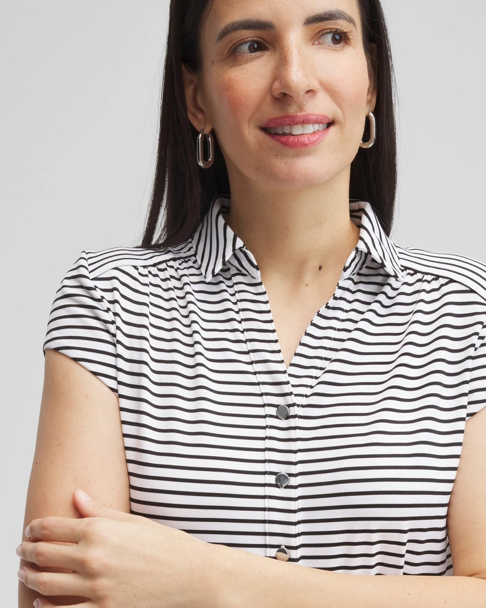Chico's - Zenergy® UPF Stripe Cap Sleeve Polo