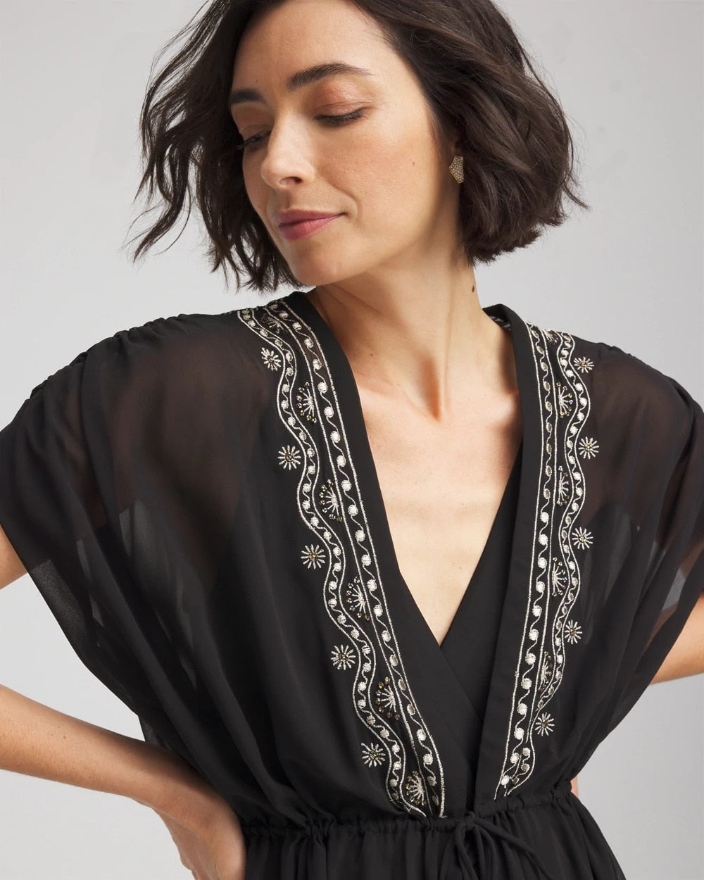 Chico's - Miraclesuit® Beach Embroidered Long Kimono