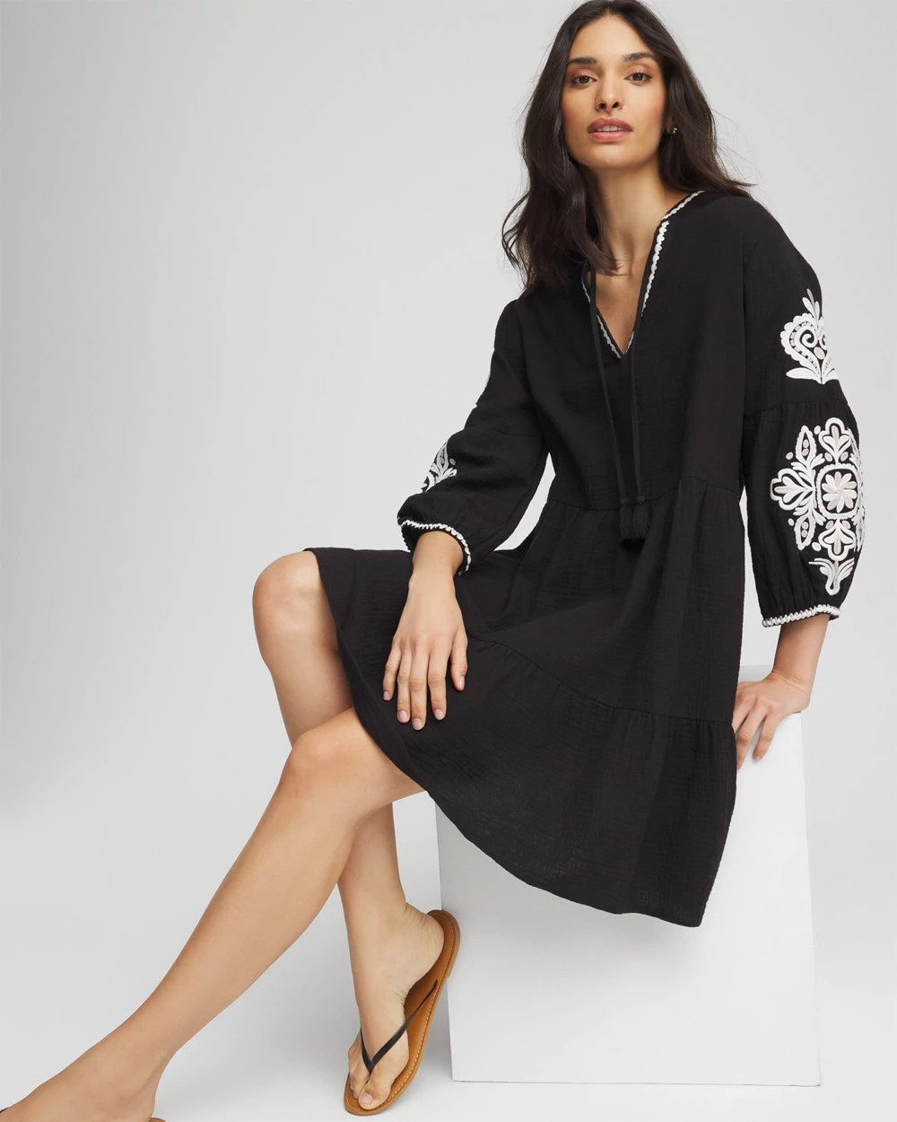 Chico's - Woven Embroidered Swim Cover-Up