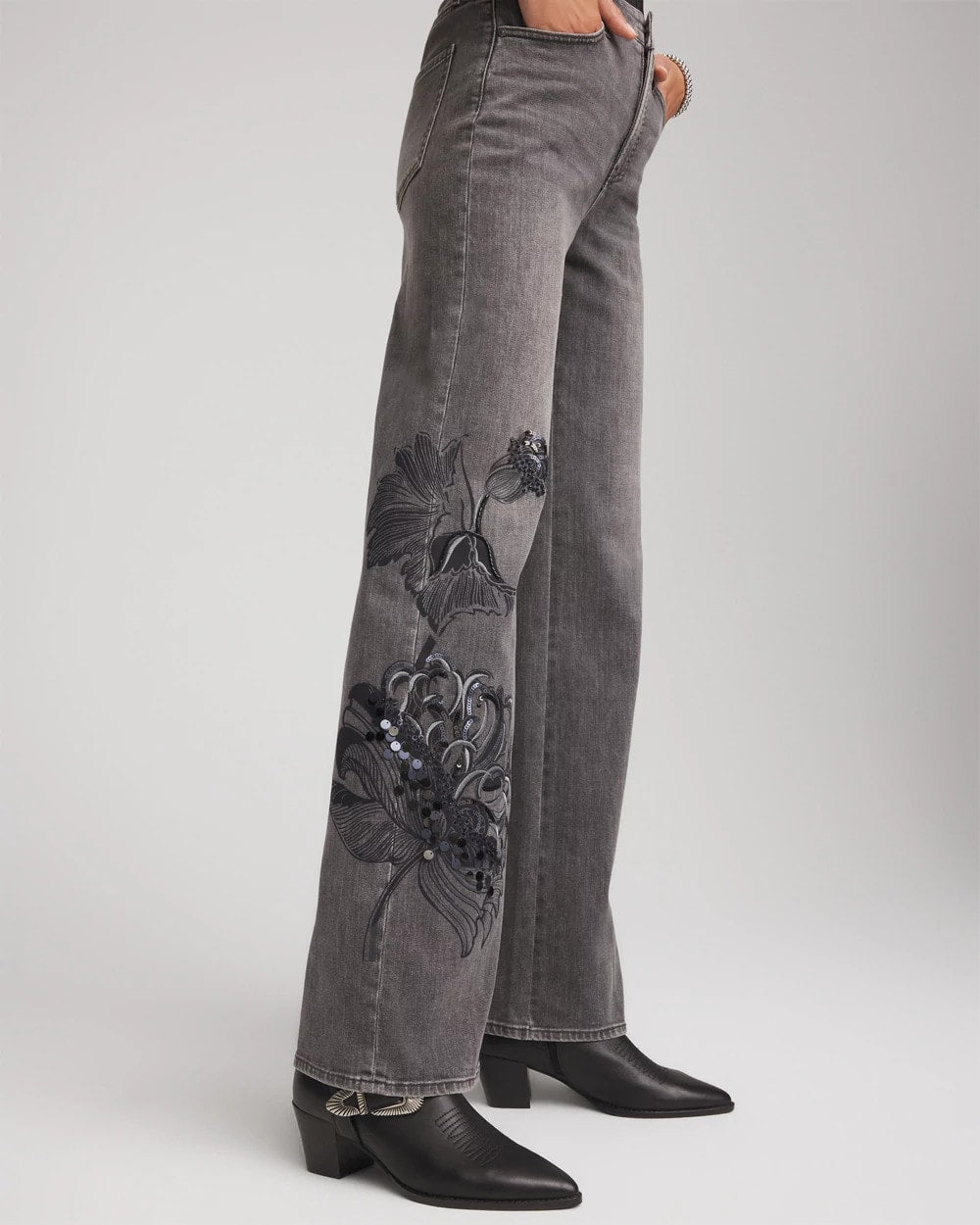 Chico's - Printed High-Rise Wide-Leg Jean