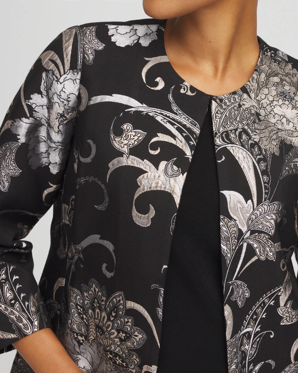 Chico's - Travelers™ Collection Jacquard Floral Shine Jacket