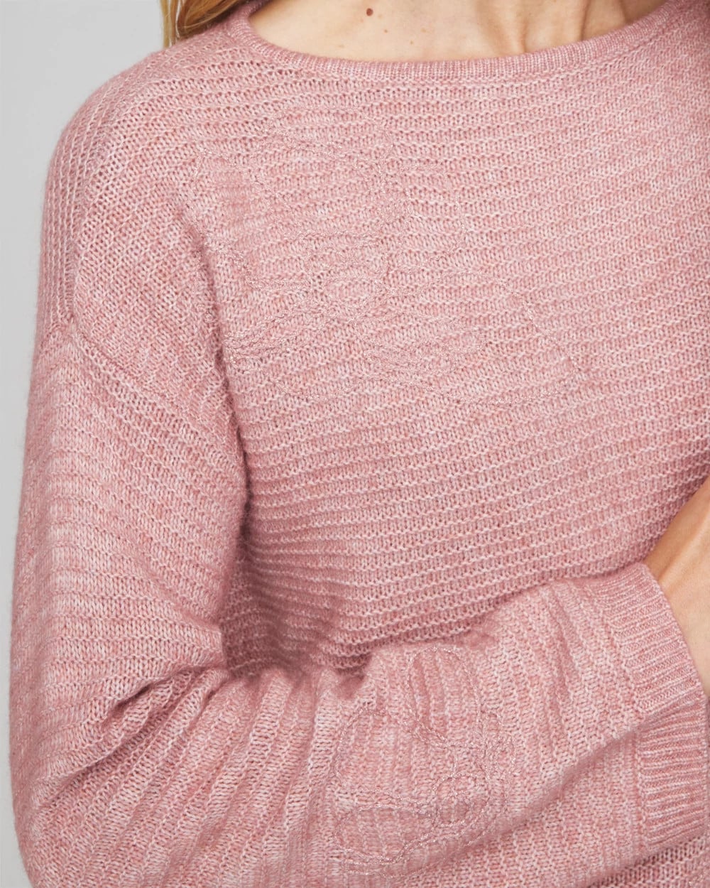 Chico's - Tonal Embroidered Boatneck Pullover Sweater