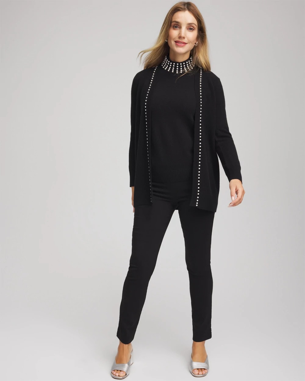 Chico's - Cashmere Pearl-Trim Cardigan