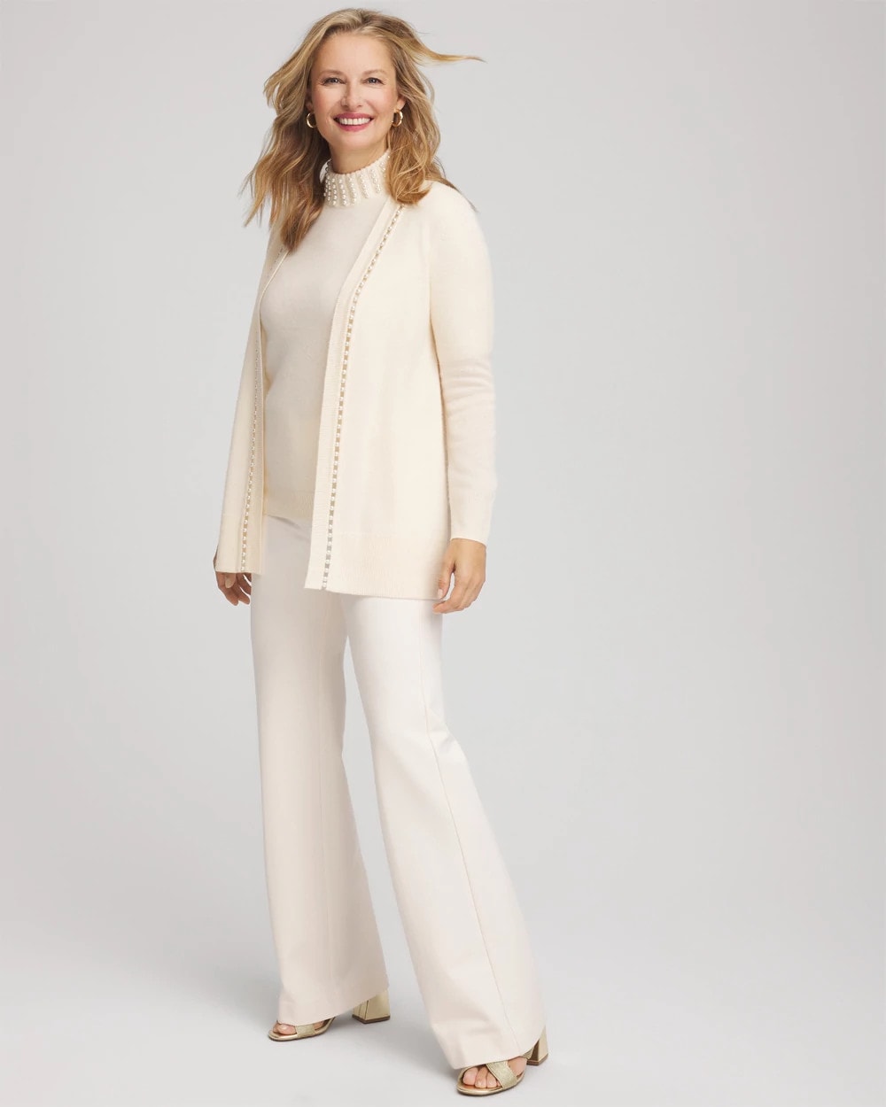 Chico's - Cashmere Pearl-Trim Cardigan