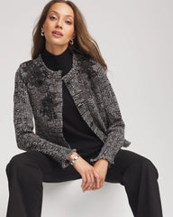 Chico's - Embroidered Metallic Tweed Cardigan