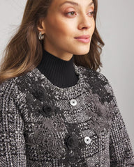 Chico's - Embroidered Metallic Tweed Cardigan