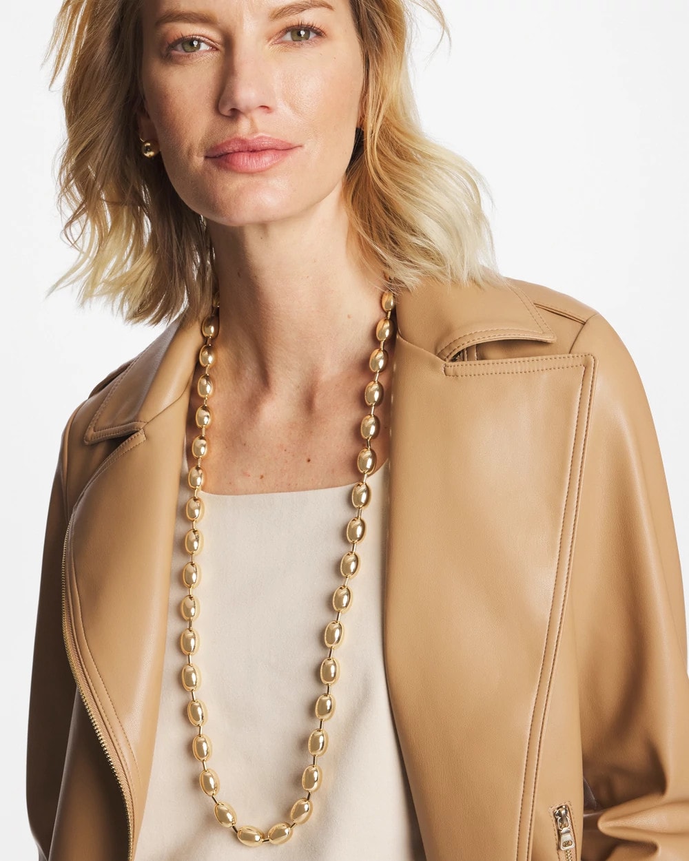 Chico's - Gold Bead Long Single-Strand Necklace