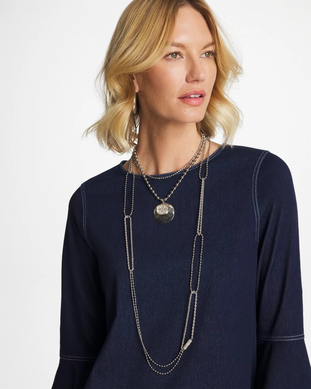 Chico's - Short Silver Ball Chain Pendant