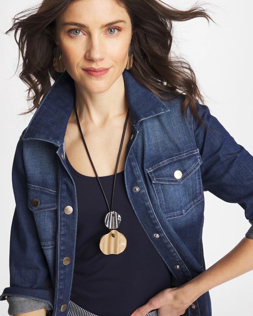 Chico's - Crinkle Mixed Metal Pendant