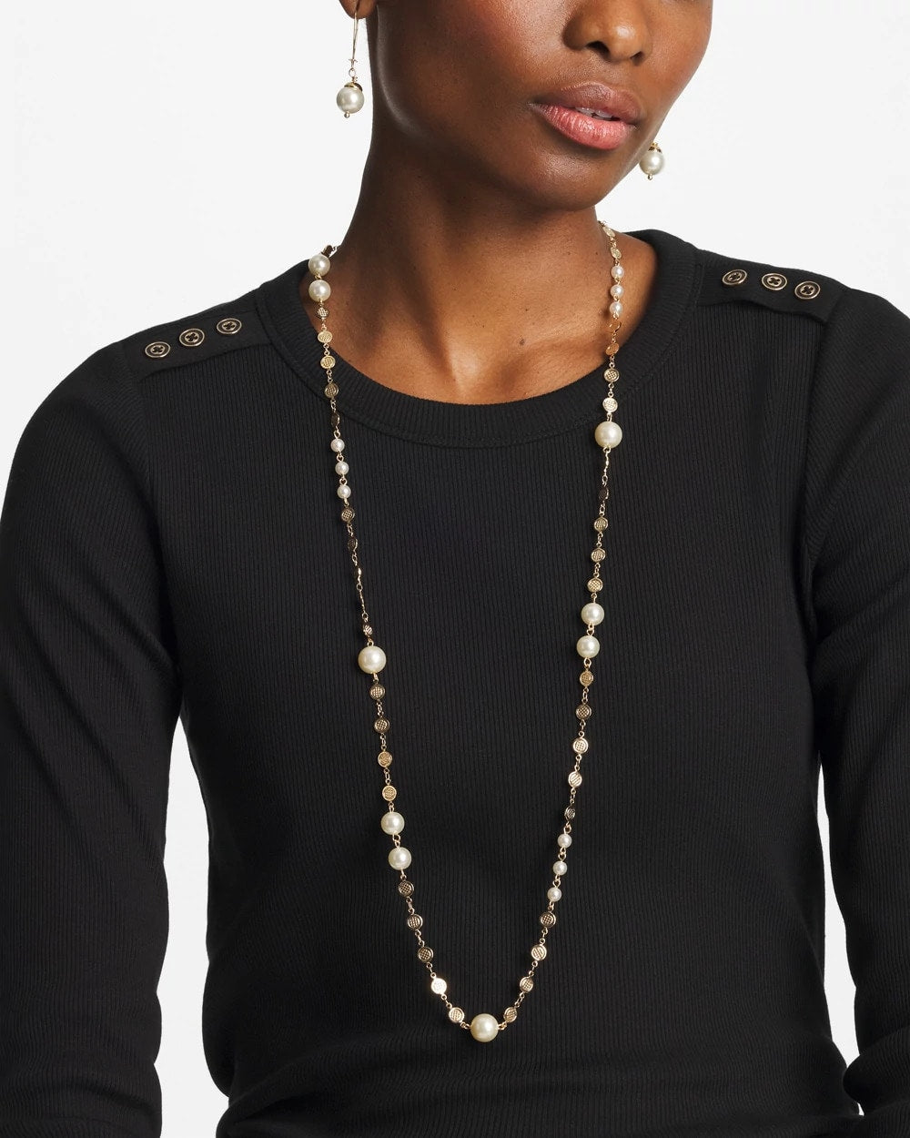 Chico's - Pearl and Link Necklace
