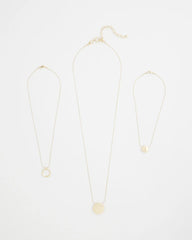Chico's - Gold Triple Pendant Necklace