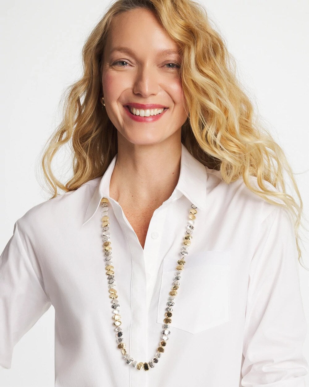 Chico's - Mixed Metal Long Single Strand Necklace