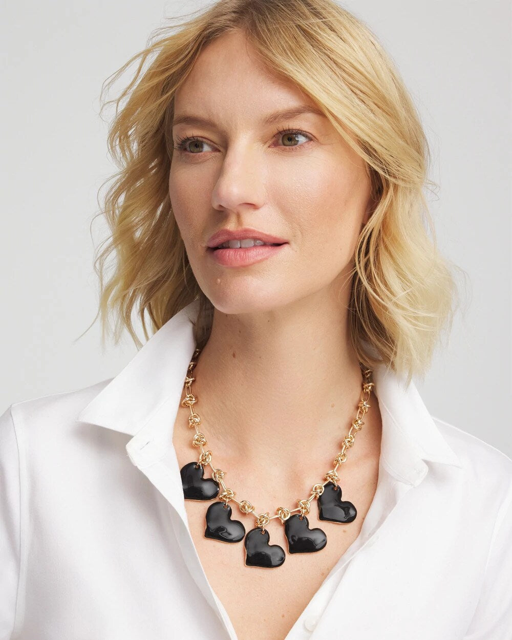 Chico's - Black Heart Drop Off Necklace