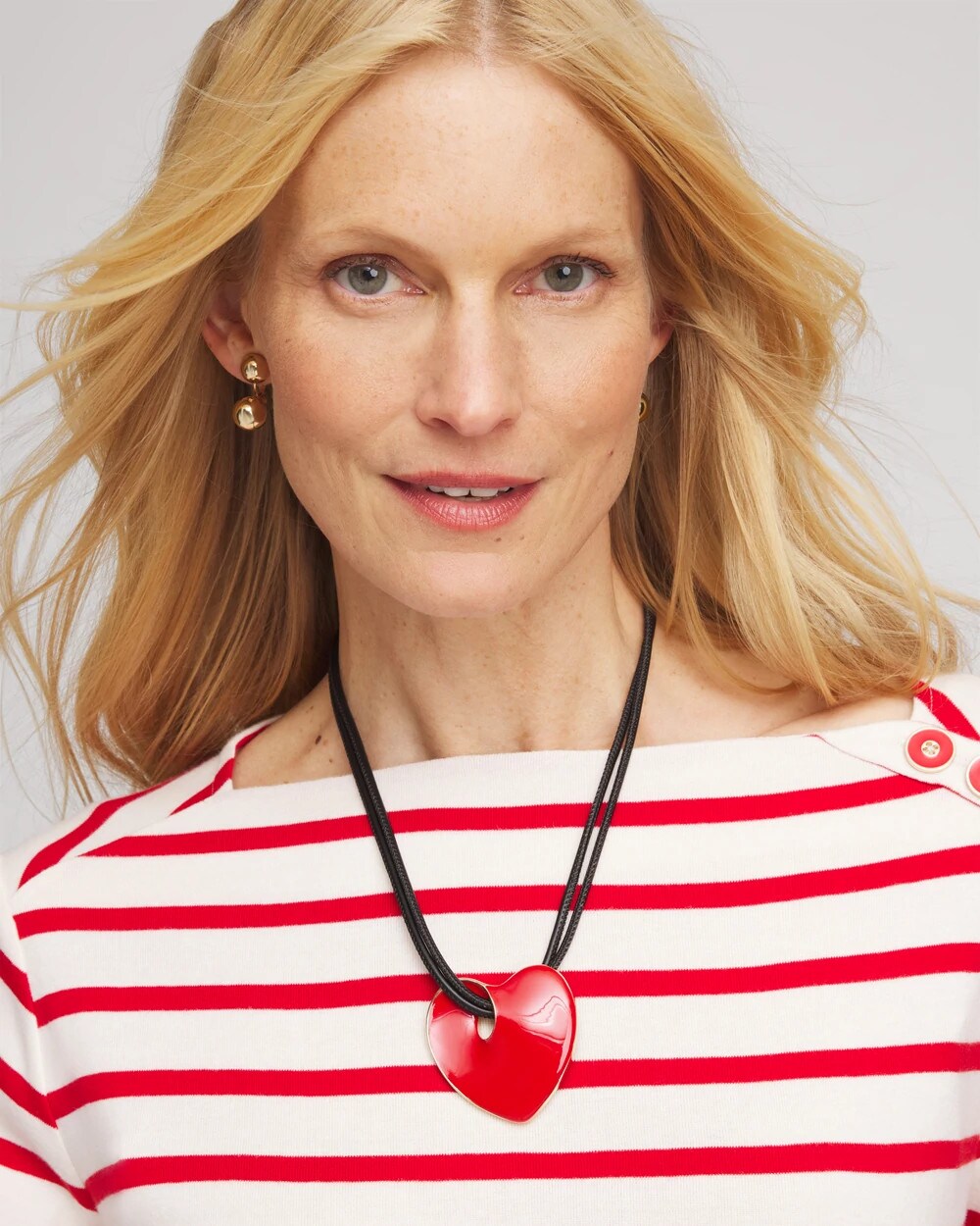 Chico's - Red Enamel Heart Pendant Necklace