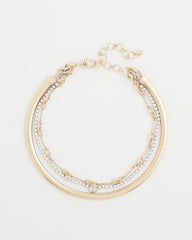 Chico's - Mixed Metal Link Triple-Strand Necklace