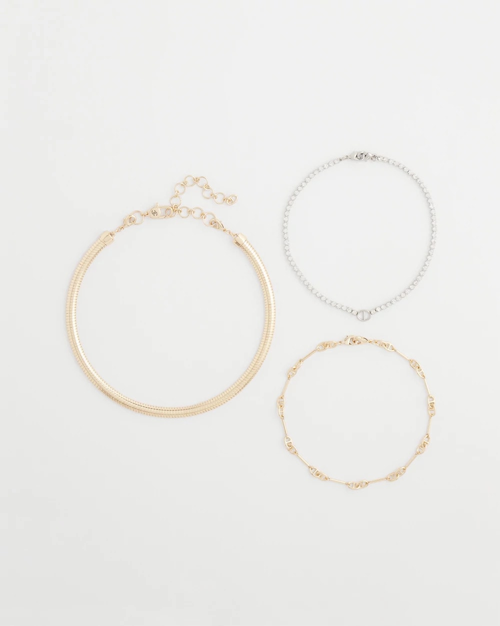 Chico's - Mixed Metal Link Triple-Strand Necklace