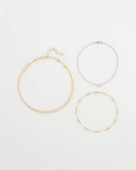 Chico's - Mixed Metal Link Triple-Strand Necklace
