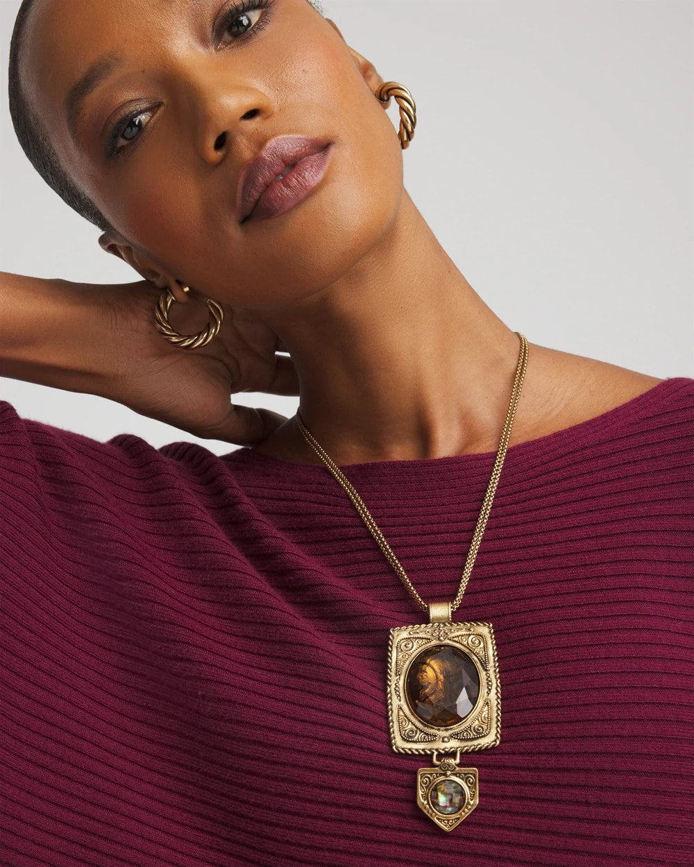 Chico's - Adjustable Medallion Gem Pendant