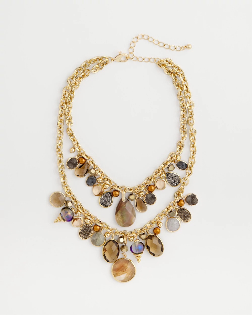 Chico's - Faceted Gem Drop Off Bib Necklace