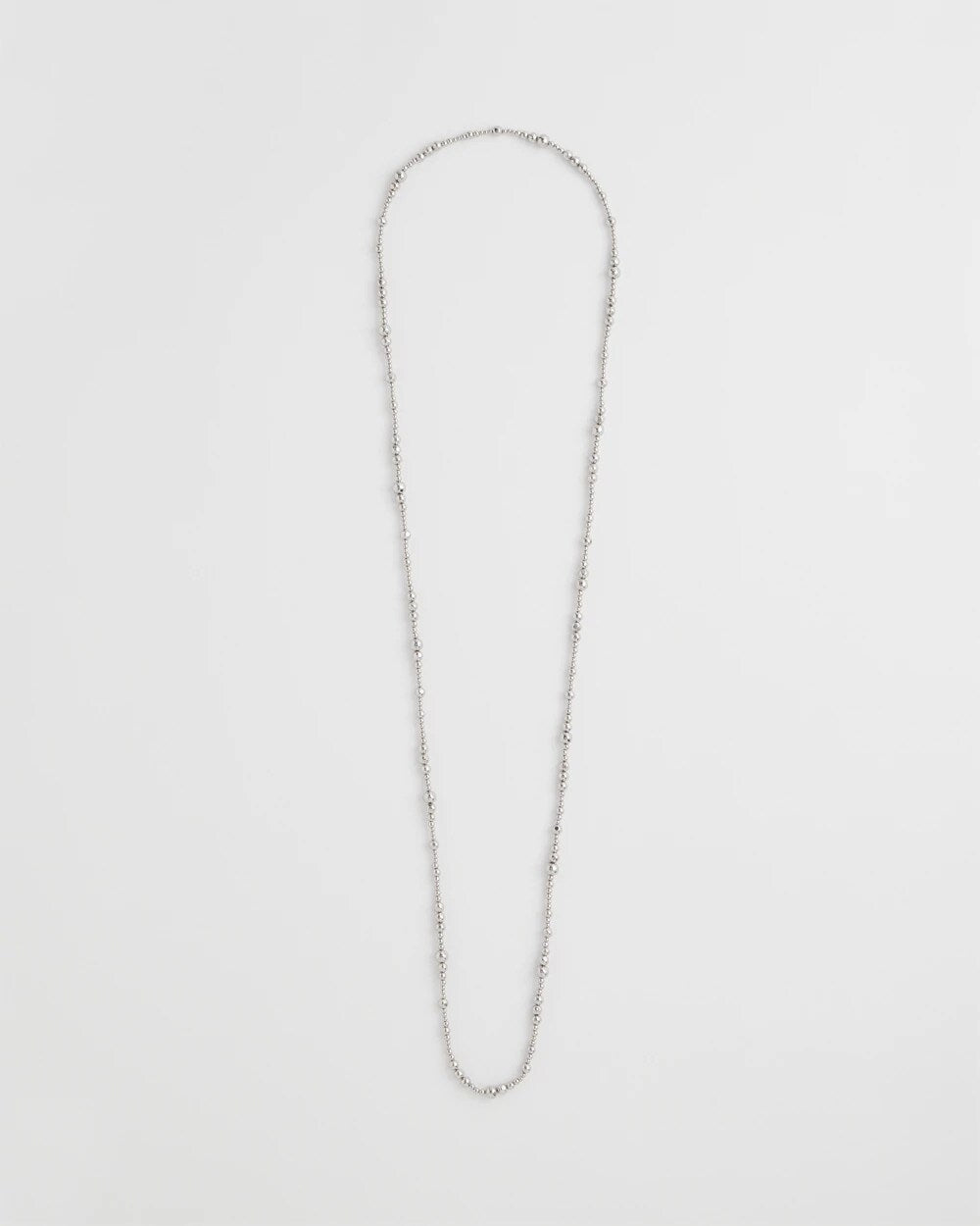 Chico's - Silvertone Long Beaded Necklace