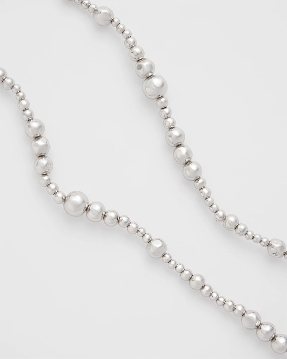 Chico's - Silvertone Long Beaded Necklace