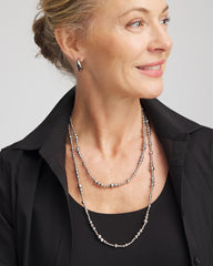 Chico's - Silvertone Long Beaded Necklace