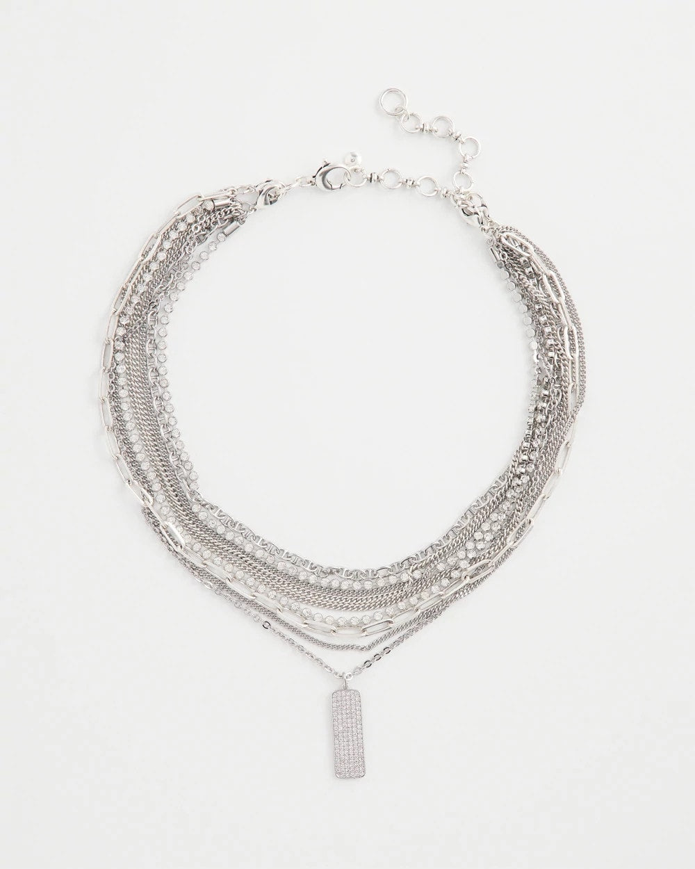 Chico's - Silver Tone Pave Multistrand Necklace