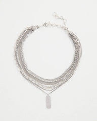 Chico's - Silver Tone Pave Multistrand Necklace