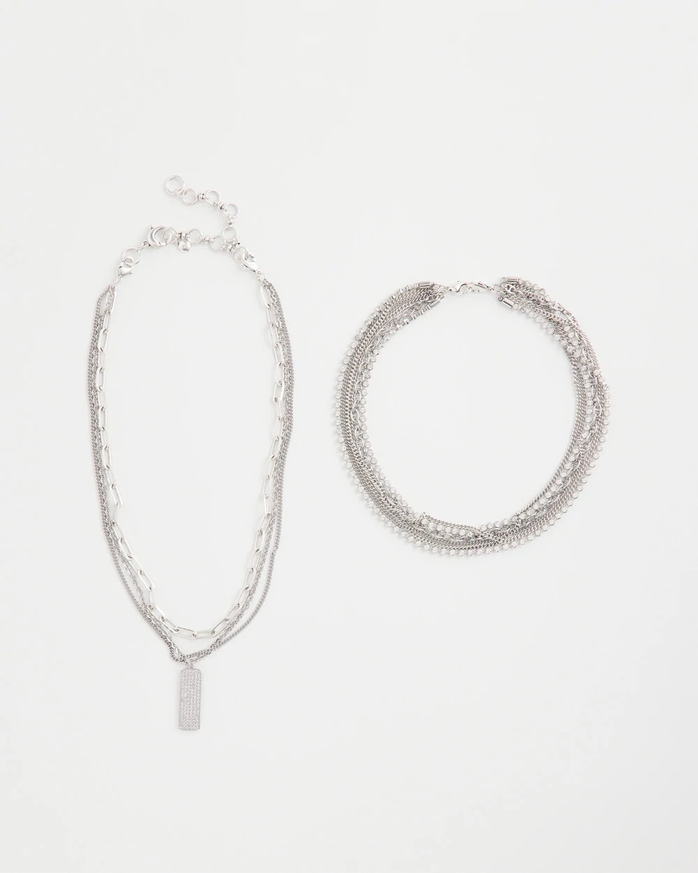 Chico's - Silver Tone Pave Multistrand Necklace