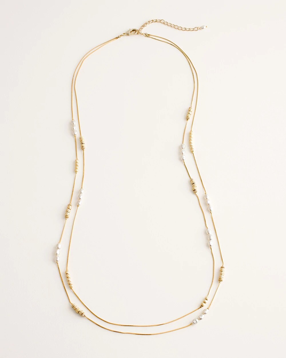 Chico's - Long Faux-Pearl and Goldtone Double-Strand Necklace
