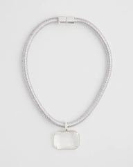 Chico's - Silvertone Gem Pendant Cord Necklace