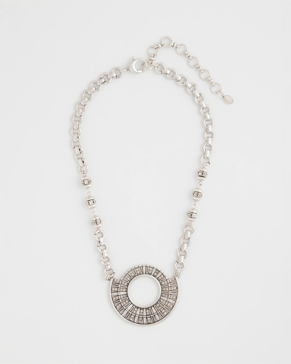 Chico's - Sparkling Silvertone Circle Pendant Necklace