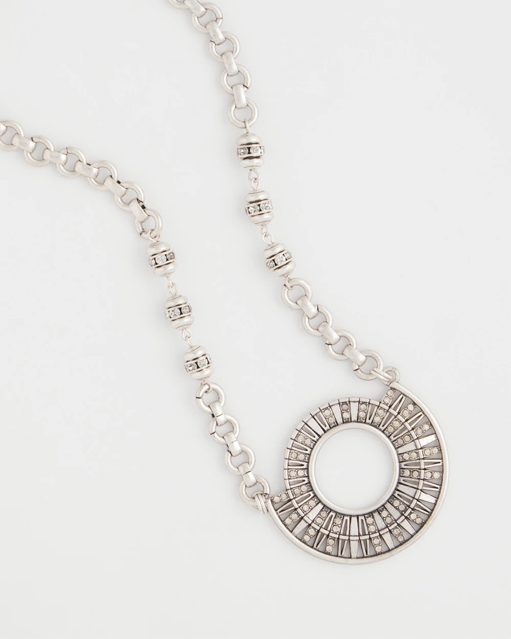 Chico's - Sparkling Silvertone Circle Pendant Necklace