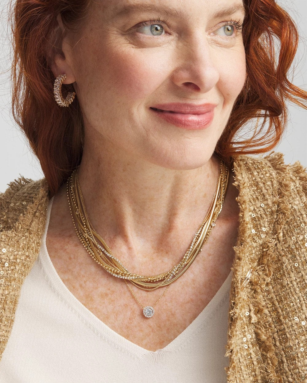Chico's - Gold Tone Drop Stone Necklace