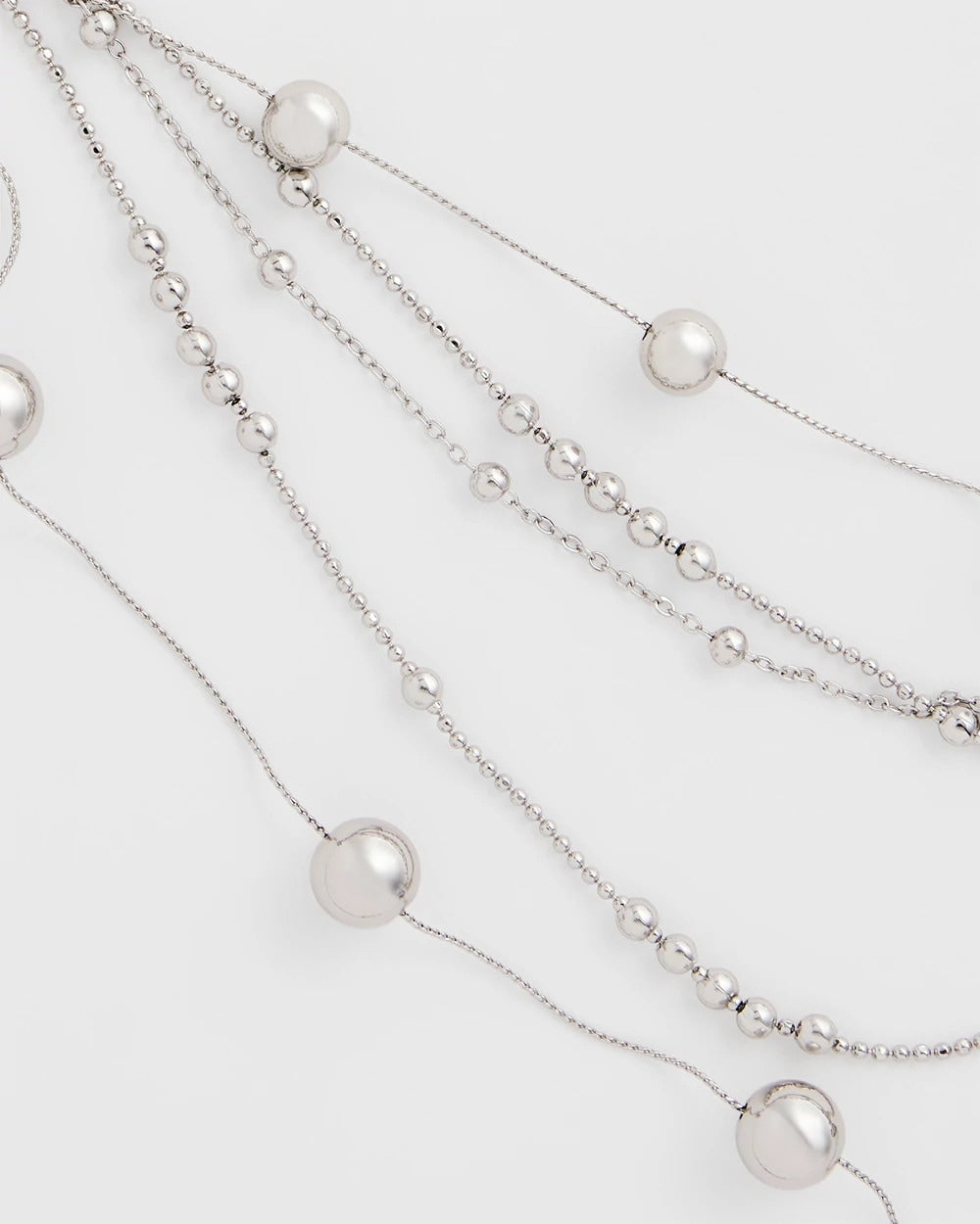 Chico's - Multistrand Beaded Silvertone Necklace