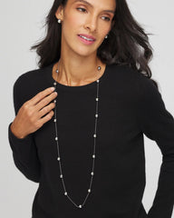 Chico's - Multistrand Beaded Silvertone Necklace