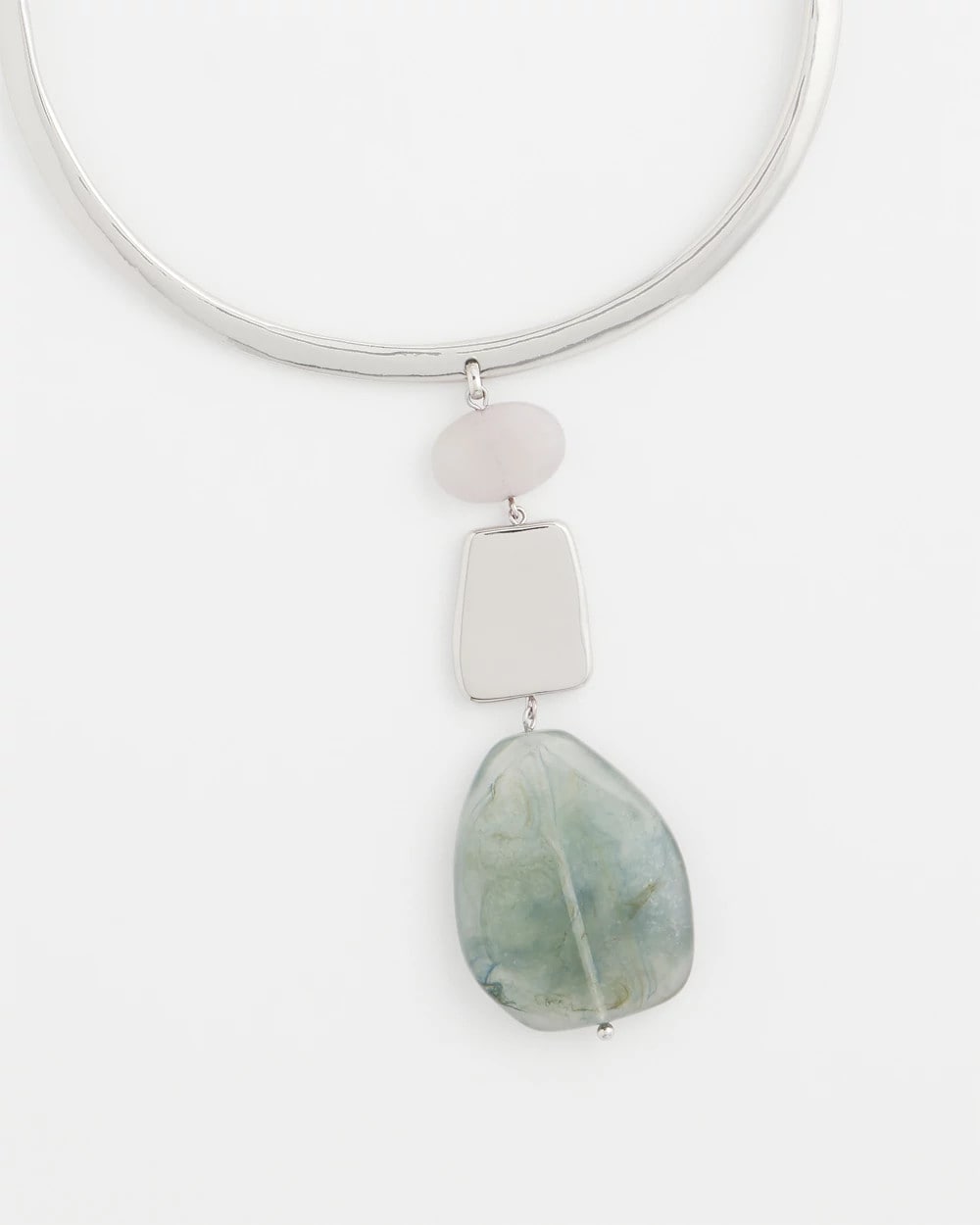 Chico's - Linear Jade & Resin Pendant Collar