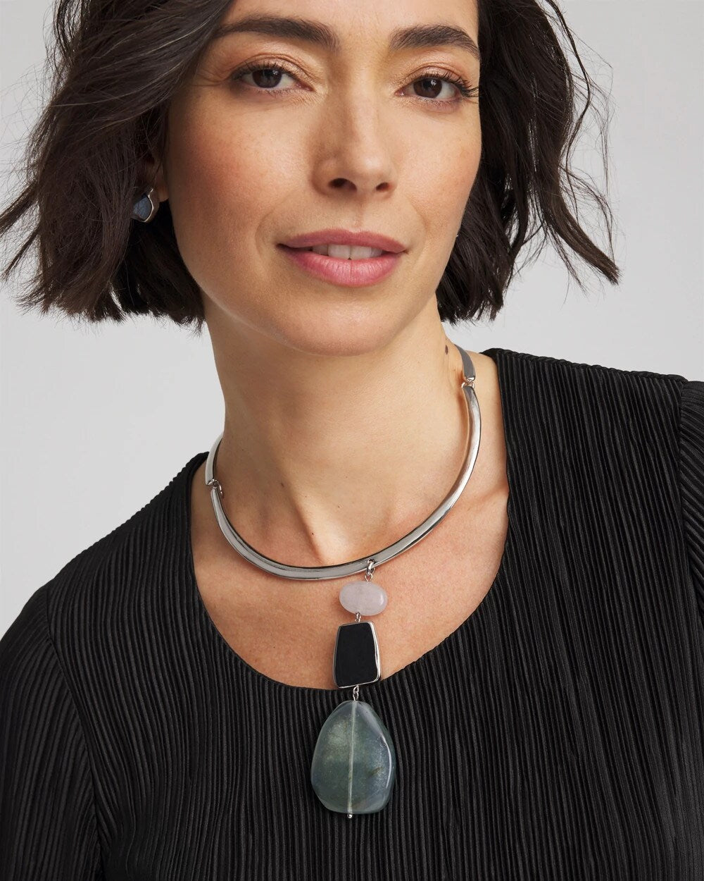 Chico's - Linear Jade & Resin Pendant Collar