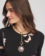 Chico's - Purple Resin Sun Pendant Necklace