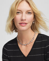 Chico's - Bezel Set Short Silvertone Necklace