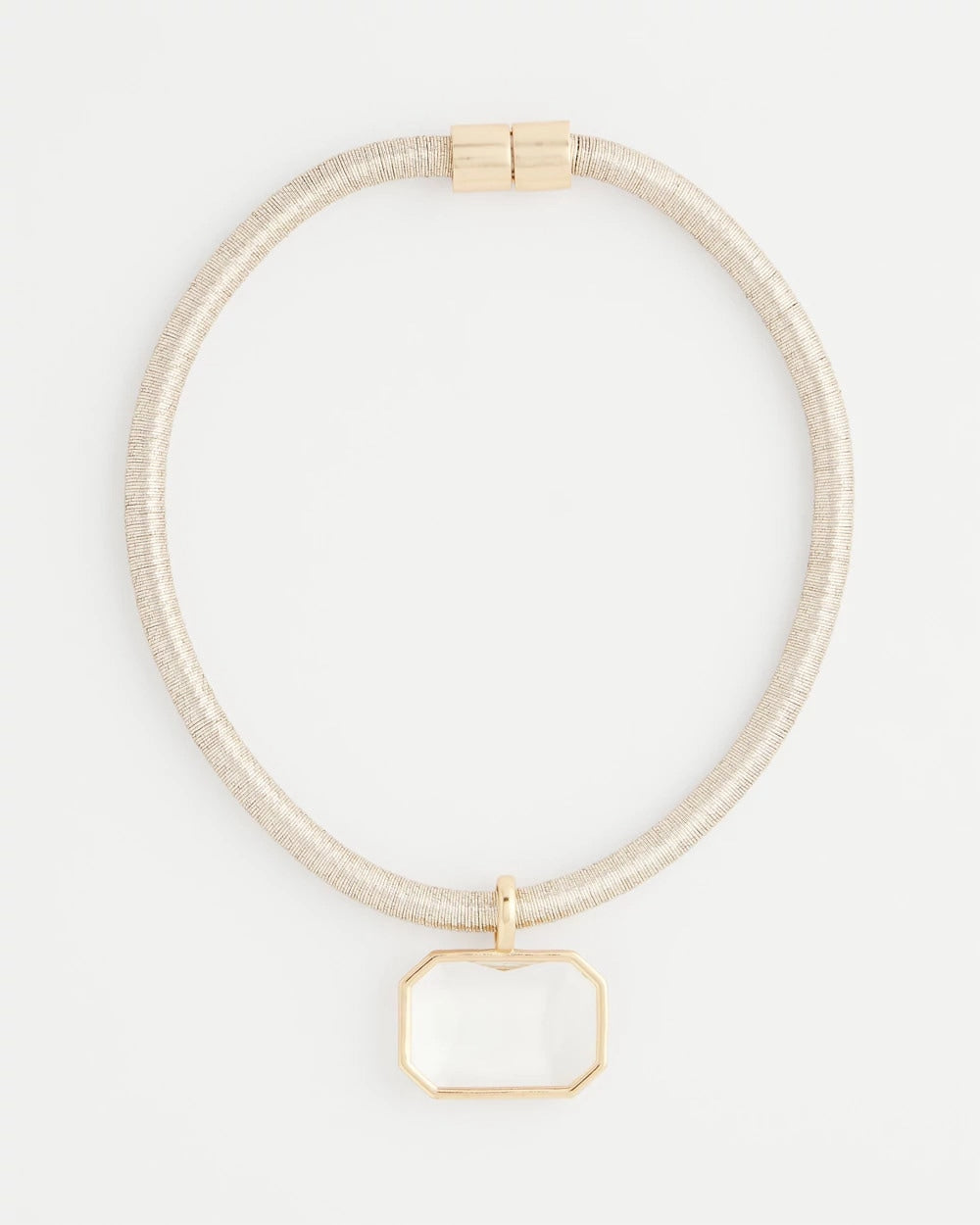 Chico's - Goldtone Glass Gem Pendant Cord Necklace