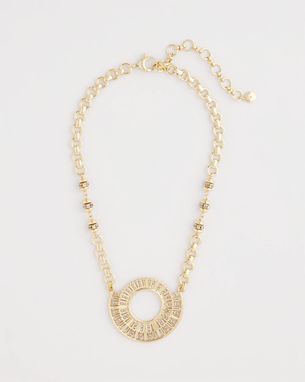Chico's - Sparkling Goldtone Circle Pendant Necklace
