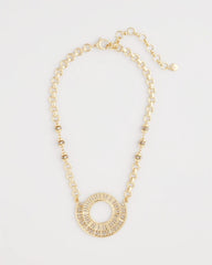 Chico's - Sparkling Goldtone Circle Pendant Necklace