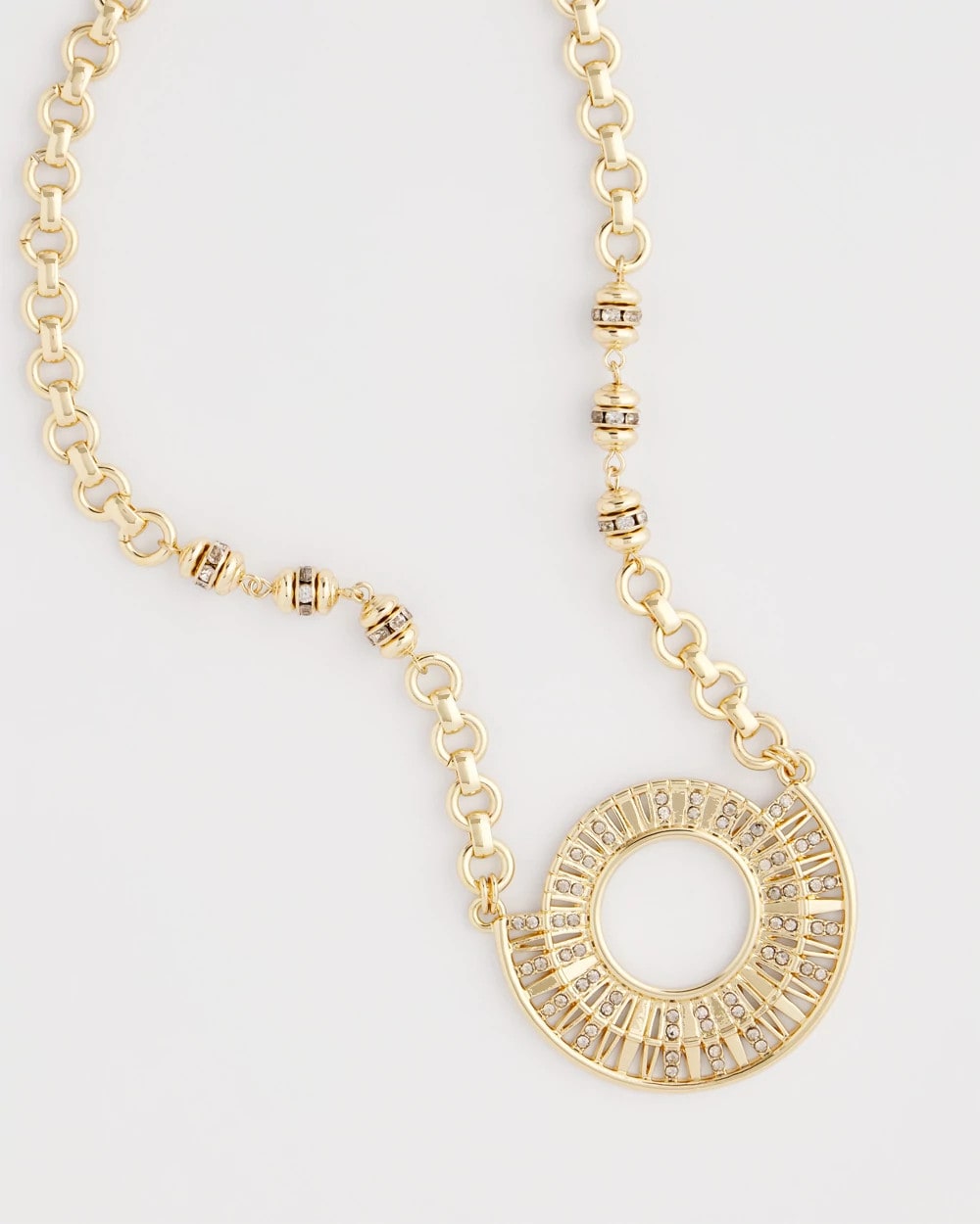 Chico's - Sparkling Goldtone Circle Pendant Necklace
